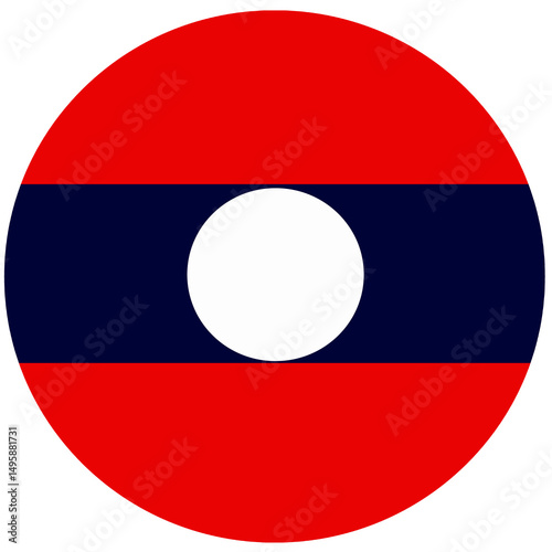 Free Download Laos flag, Laos national flag is a red-blue-red horizontal triband with a white circle in the center.
Flag isolated on white background. 
Vector illustration shape Laos flag. - GFXLoad