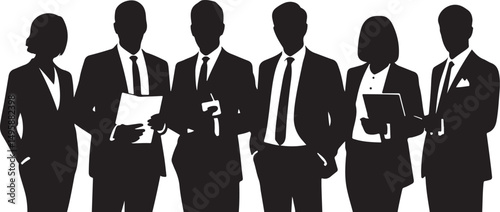 Silhouette of a Diverse Business Team Working Together