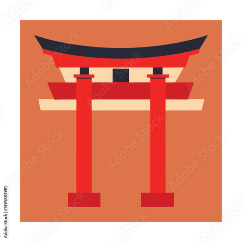 Simplified vector illustration of a traditional japanese torii gate in an aesthetic style