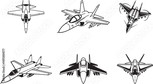 Jet fighter logo royalty free stock silhouette.