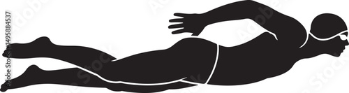 Silhouette of Swimmer Executing Freestyle Stroke