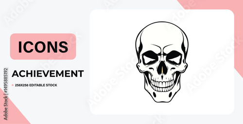 Abstract minimalist skull vector. Anatomically correct human skulls set isolated.