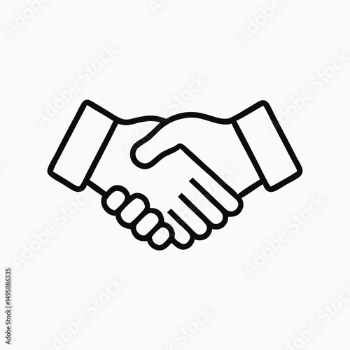 Handshake Icon: Black and White Agreement Symbol