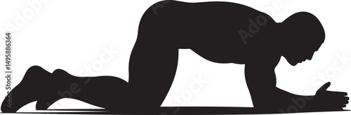 Silhouette of a Man Kneeling in Prayer or Submission