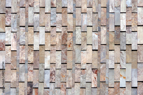 Decorative natural stone cladding on a building wall