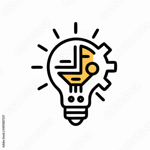 Innovative Idea Lightbulb Gear Icon, Business Concept