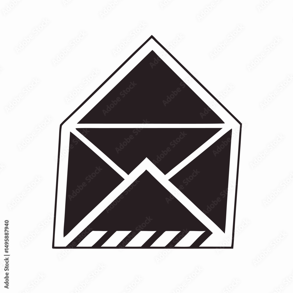 Black and White Envelope Icon: Mail, Message, Post Black and White Envelope Icon: Mail, Message, Post