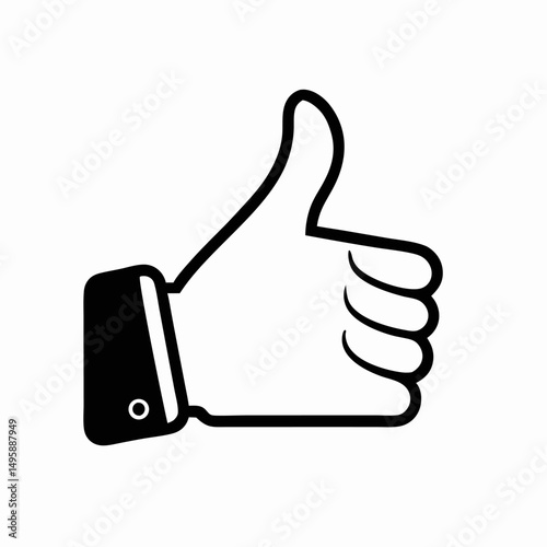 Thumbs Up Icon: Black and White Hand Gesture