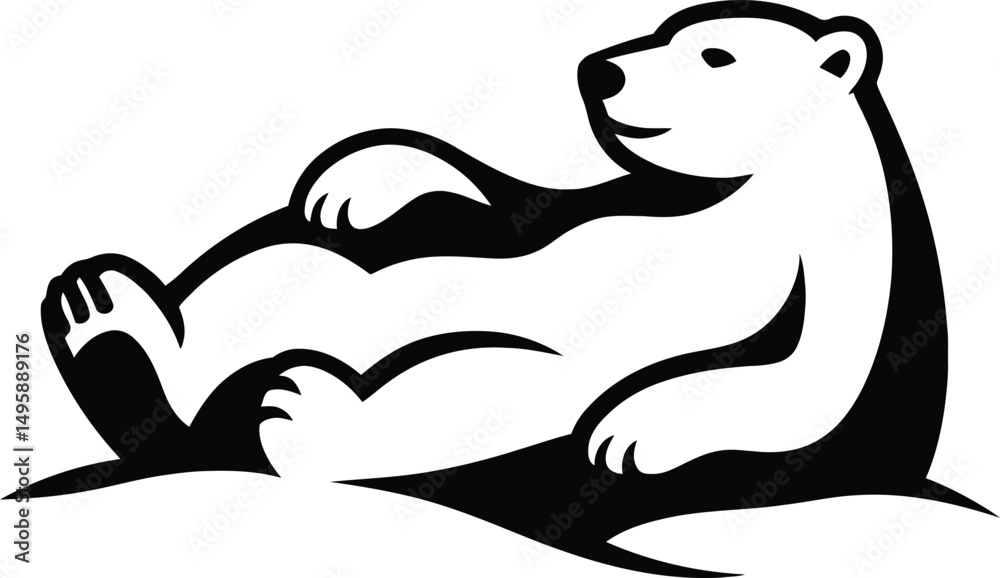 Obraz premium Relaxing polar bear silhouette vector for arctic themes, Calm polar bear illustration for wildlife projects