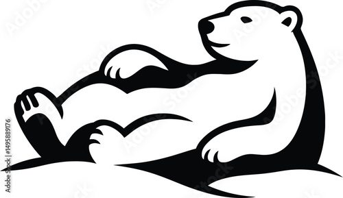 Relaxing polar bear silhouette vector for arctic themes, Calm polar bear illustration for wildlife projects