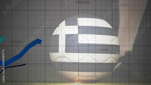 Right foot tapping ball and causing rolling across grid while line graphs adjusting data readings