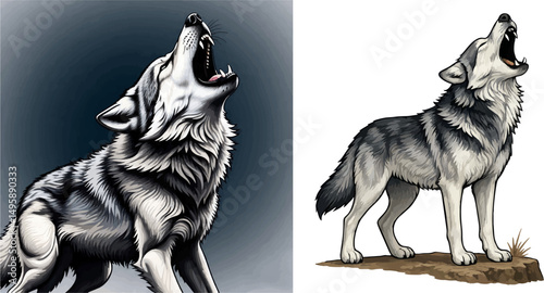 the wolf is howling vector.eps