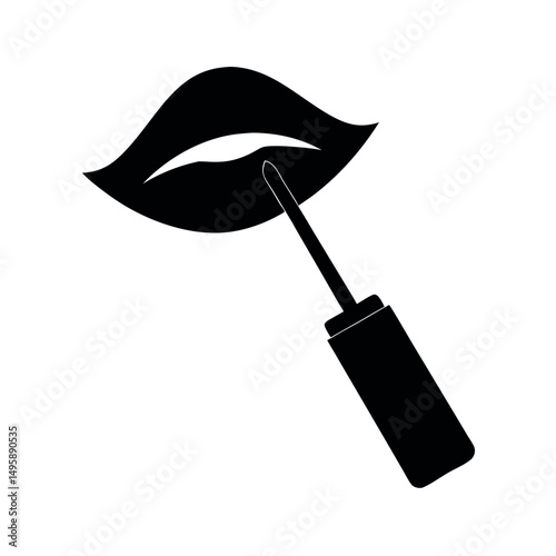 Lip Gloss Makeup Black Vector Silhouette