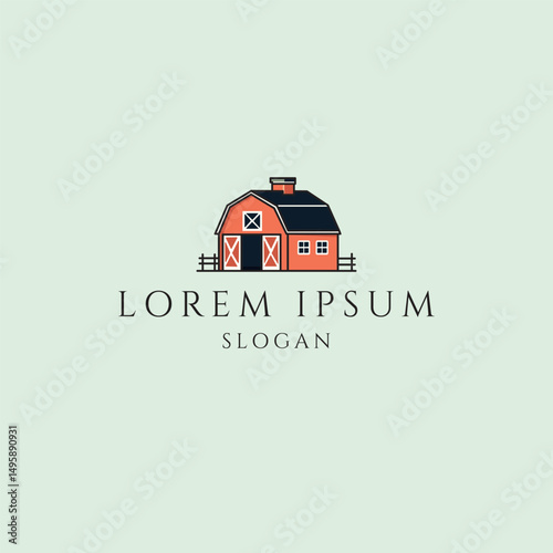 Minimal logo design featuring a farmhouse and field elements in a clean, rustic style. Ideal for organic farms, agricultural brands, or eco-friendly food businesses.