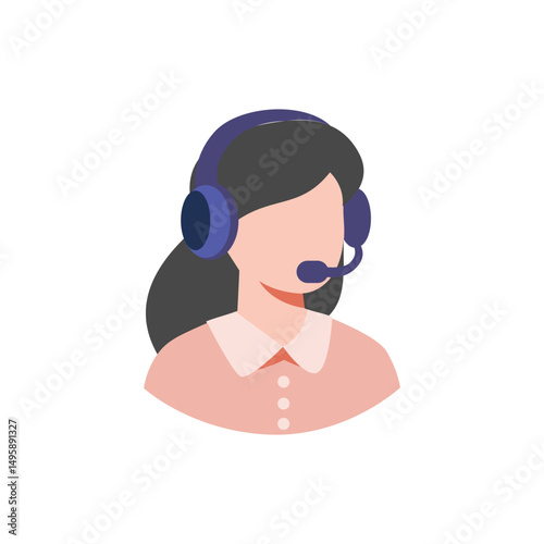 podcast female character icon in flat art style