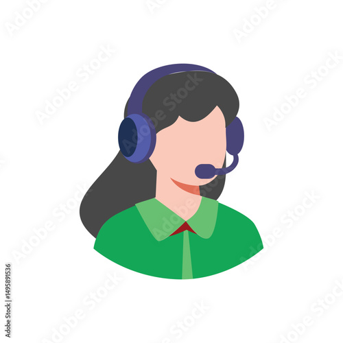 podcast female character icon in flat art style