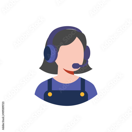 podcast female character icon in flat art style