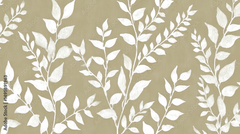 Fototapeta premium Delicate, light-colored leaf patterns on a neutral background.
