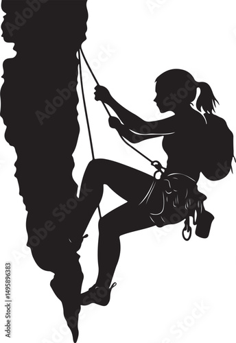Climber Girl Silhouette Vector Illustration on Transparent Background