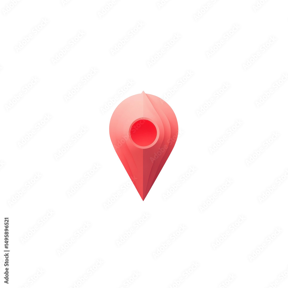 Fototapeta premium Red location marker icon, symbolizing navigation and mapping in a digital environment on transparent background