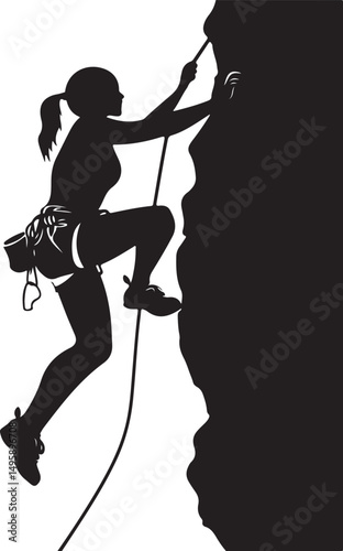 Climber Girl Silhouette Vector Illustration on Transparent Background