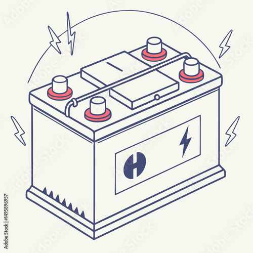 Car battery isometric illustration power energy charge