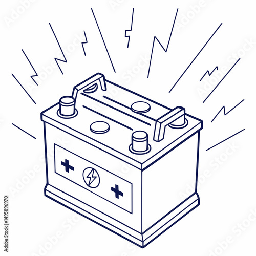 Powerful car battery icon illustration energy charge