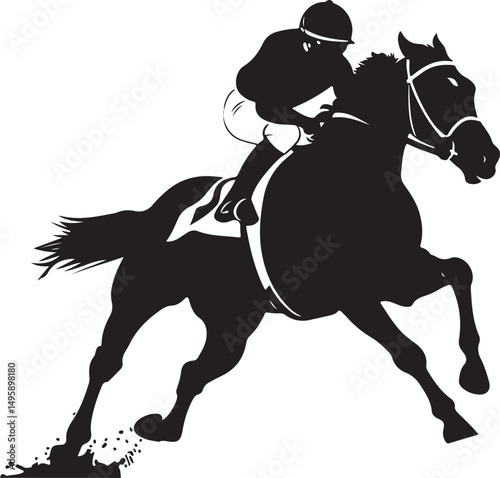 Horse Race Equestrian Silhouette Vector Illustration on Transparent Background