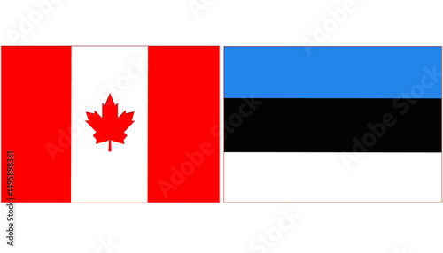 Free Download Canada national flag with Estonia Official flag, both countries flags are in Horizontal shape and isolated on white background, Rectangular colorful design Flag with together. - GFXLoad