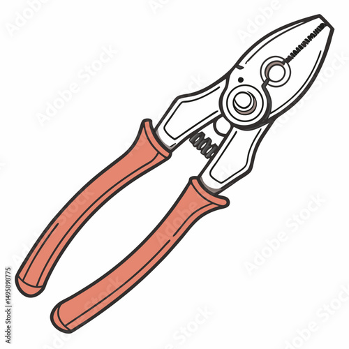 Orange handled diagonal wire cutters tool illustration