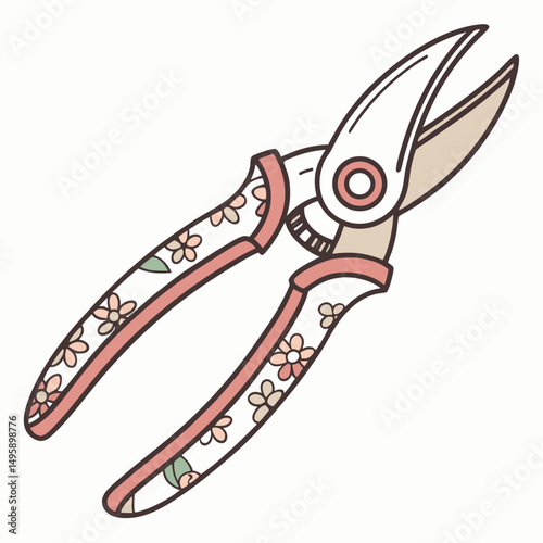 Floral patterned gardening shears spring flowers cute design
