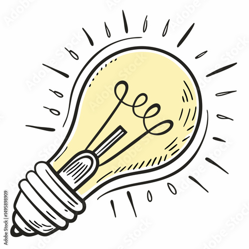 Hand drawn light bulb idea inspiration creativity innovation design concept