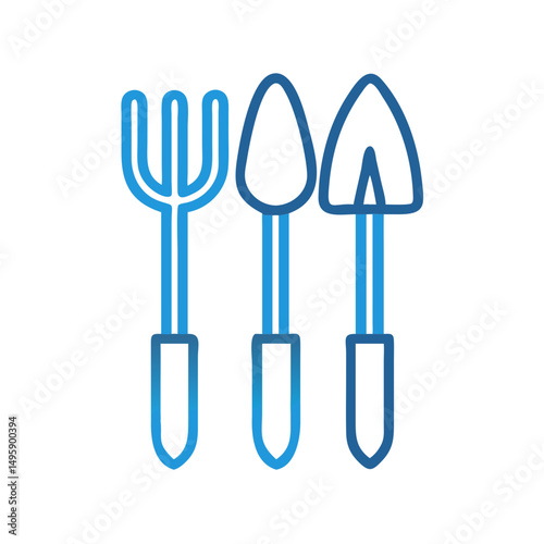 Professional gardening tools icon set isolated on white background