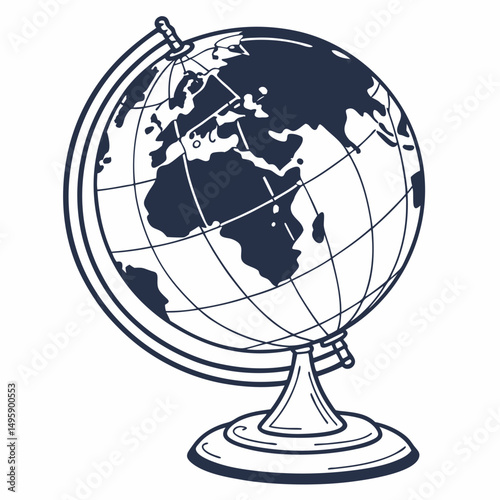 Classic globe illustration world map geography travel exploration education
