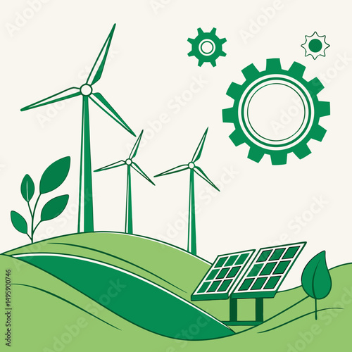 Green energy sustainable power wind turbines solar panels eco friendly