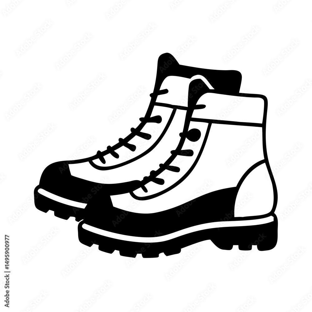 Crisp hiking boots silhouette design with transparent background Crisp hiking boots silhouette design with transparent background
