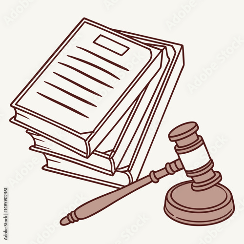 Law books and gavel legal justice concept illustration