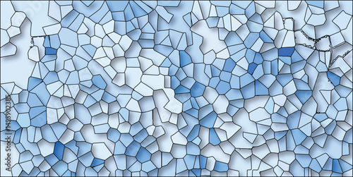 Abstract blue stained glass effect decorative background with geometric patterns and artistic mosaic design perfect for digital art