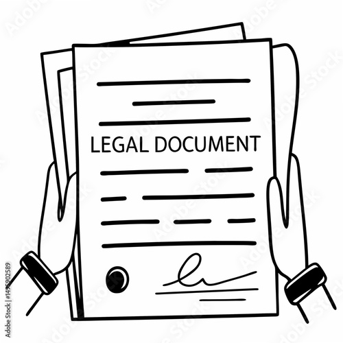 Professional legal document icon hands holding contract isolated cutout