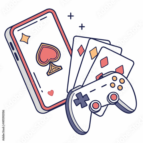 Mobile phone game playing cards controller spade heart diamond club