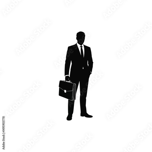 business man with briefcase silhouette