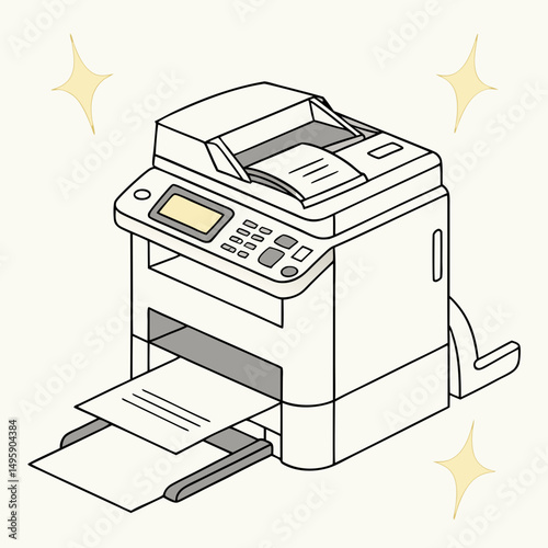 Modern office multifunction printer device illustration