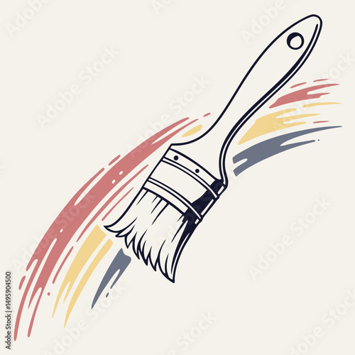 Paintbrush in motion artistic design element colorful strokes