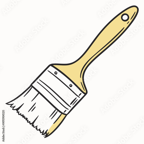 Hand drawn illustration of a paintbrush tool for painting and decorating
