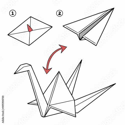 Origami crane paper folding instructions diagram tutorial