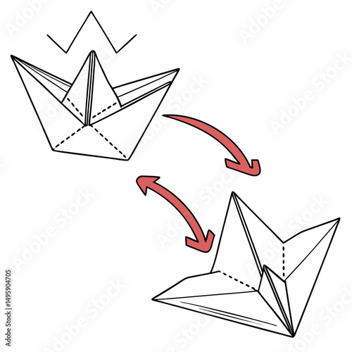 Simple origami paper boat folding instructions diagram