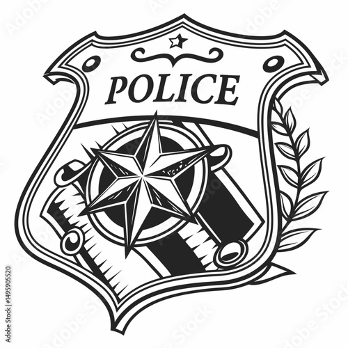Police badge star sheriff law enforcement emblem design