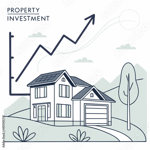 House investment growth chart graphic design element