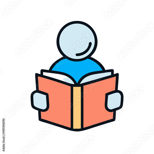 Person reading book icon illustration transparent background