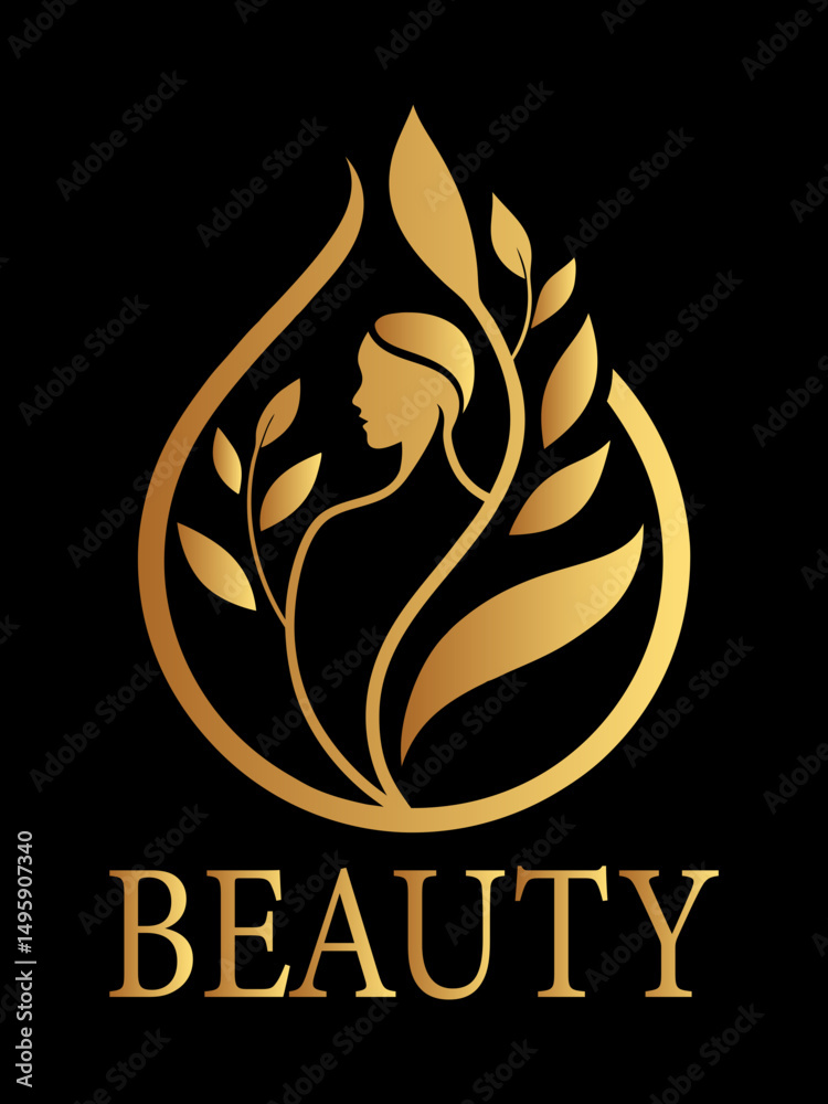 Obraz premium Golden Nature Beauty Woman Abstract Logo